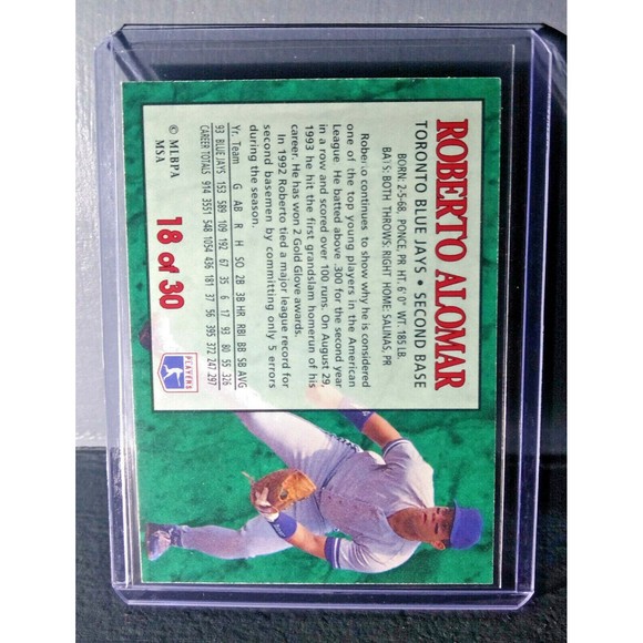 1994 Roberto Alomar Post Collection #18 Baseball Card Toronto Blue Jays - Picture 2 of 2